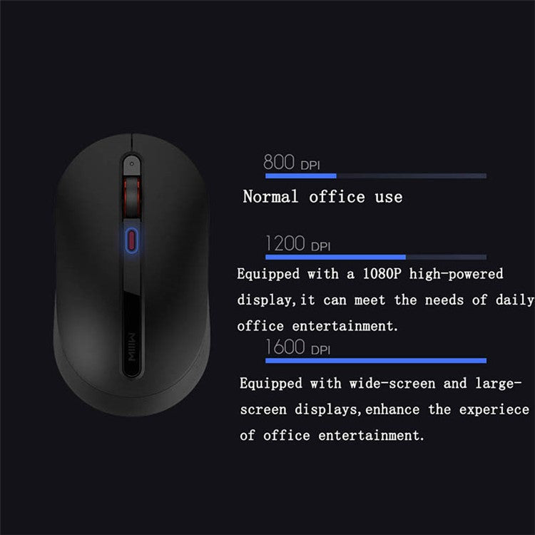 XIAOMI YOUPIN MWMM01 2.4GHz USB Wireless Silent Mouse 800 / 1200 / 1600 DPI Adjustment for Laptop Notebook Office Gaming - Black