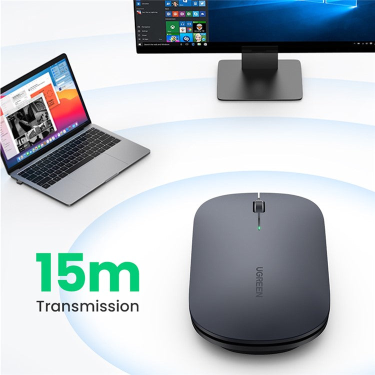 UGREEN MU001 2.4GHz Wireless Mute Mouse with 4000 DPI for PC Laptop Computer - Grey