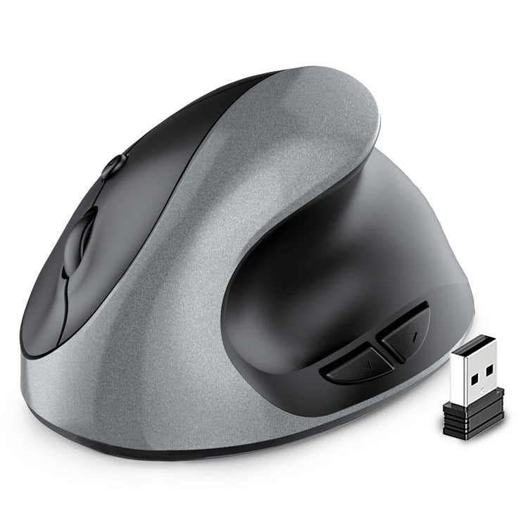 E11 2.4G Wireless Mouse Portable Vertical Ergonomic Mouse with 6 Keys/3 Adjustable DPI (Dry Battery Version) - Silver
