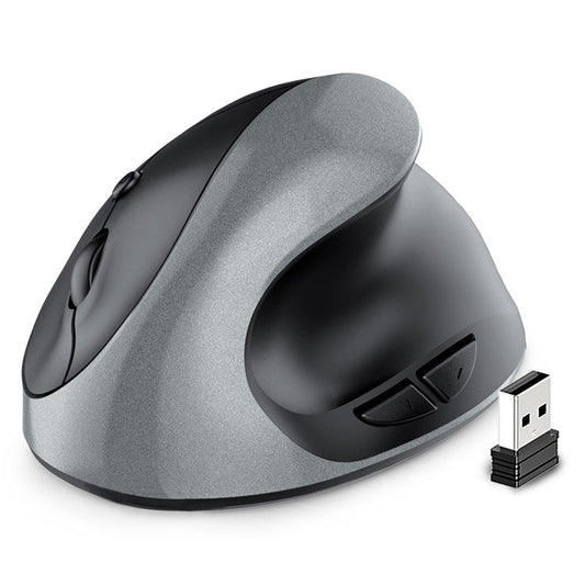 E11 2.4G Wireless Mouse Portable Vertical Ergonomic Mouse with 6 Keys/3 Adjustable DPI (Dry Battery Version) - Silver