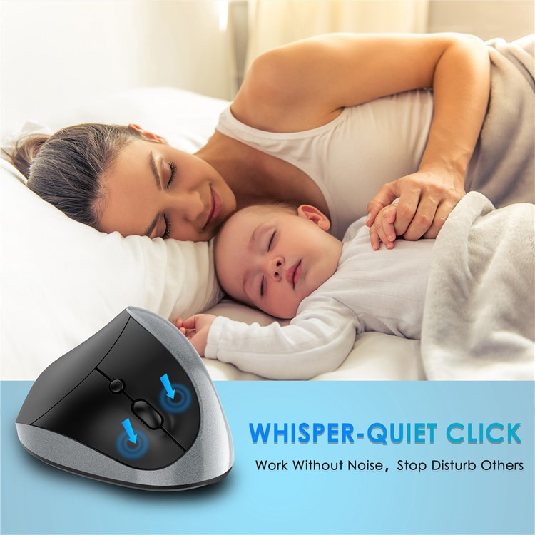 E11 2.4G Wireless Mouse Portable Vertical Ergonomic Mouse with 6 Keys/3 Adjustable DPI (Dry Battery Version) - Silver