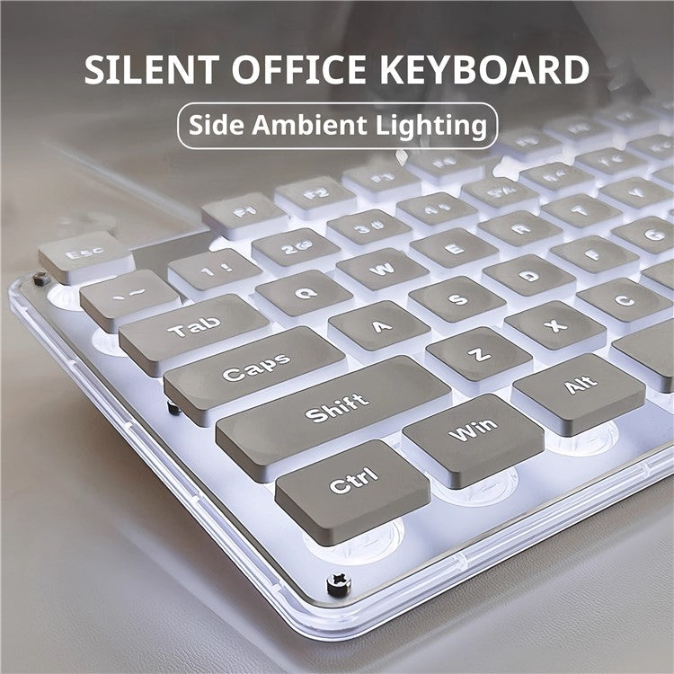 EWEADN GX710 Stylish Home Office Computer Laptop Keyboard USB Wired Mute Backlit Keyboard - Blue Backlit