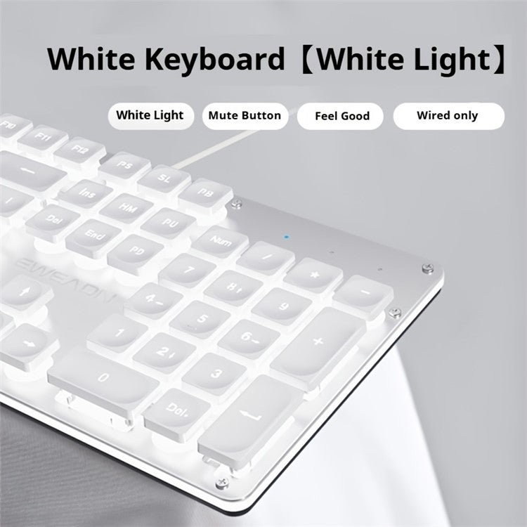 EWEADN GX710 Stylish Home Office Computer Laptop Keyboard USB Wired Mute Backlit Keyboard - Blue Backlit