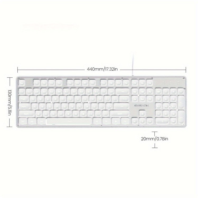 EWEADN GX710 Stylish Home Office Computer Laptop Keyboard USB Wired Mute Backlit Keyboard - Blue Backlit