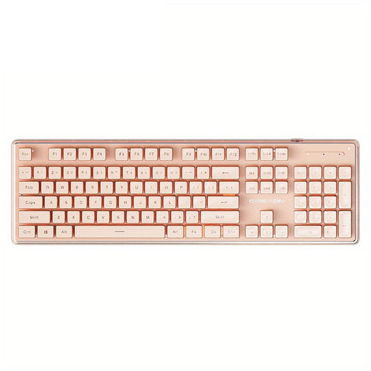 EWEADN V3 Home Office Computer Laptop Mute Keyboard USB Wired Backlit Keyboard - Pink