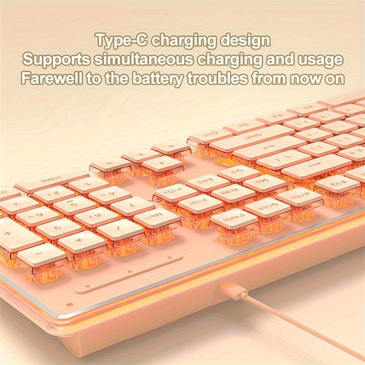 EWEADN V3 Home Office Computer Laptop Mute Keyboard USB Wired Backlit Keyboard - Pink