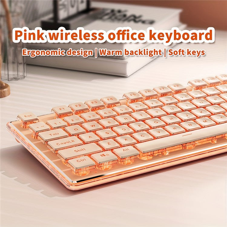 EWEADN V3 Home Office Computer Laptop Mute Keyboard USB Wired Backlit Keyboard - Pink