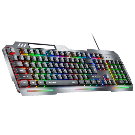 INPHIC K2 104-Key Wired Gaming Keyboard Metal Panel Mechanical Keyboard with 7 Color Backlit