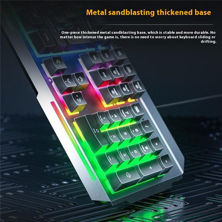 INPHIC K2 104-Key Wired Gaming Keyboard Metal Panel Mechanical Keyboard with 7 Color Backlit