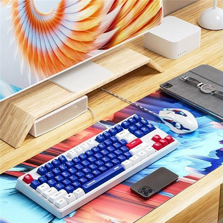 INPHIC K902 87 Keys Mute Keyboard Gaming Keyboard with Colorful Light for Home Office