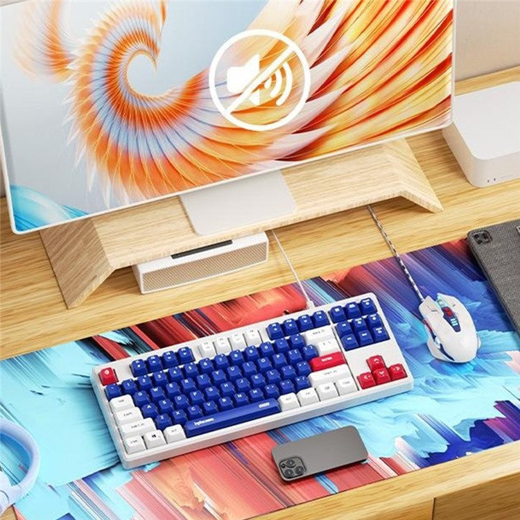 INPHIC K902 87 Keys Mute Keyboard Gaming Keyboard with Colorful Light for Home Office