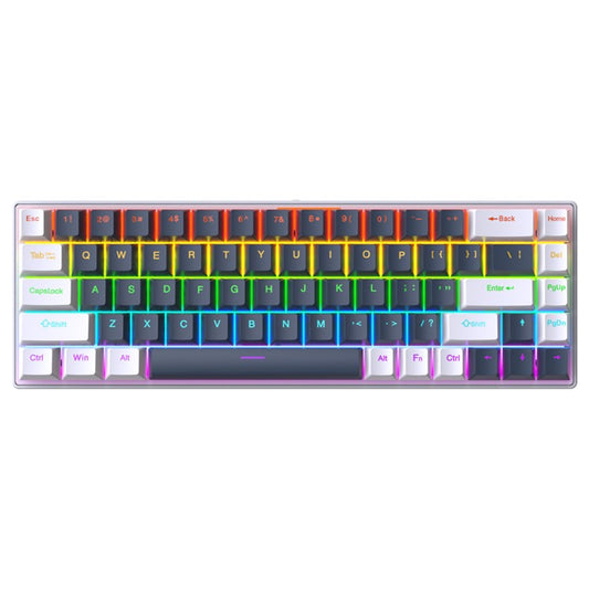 Y-FRUITFUL K68 Color Splicing Wired Keyboard 68-Key RGB Backlit Computer Office Gaming Keyboard - White+Blue