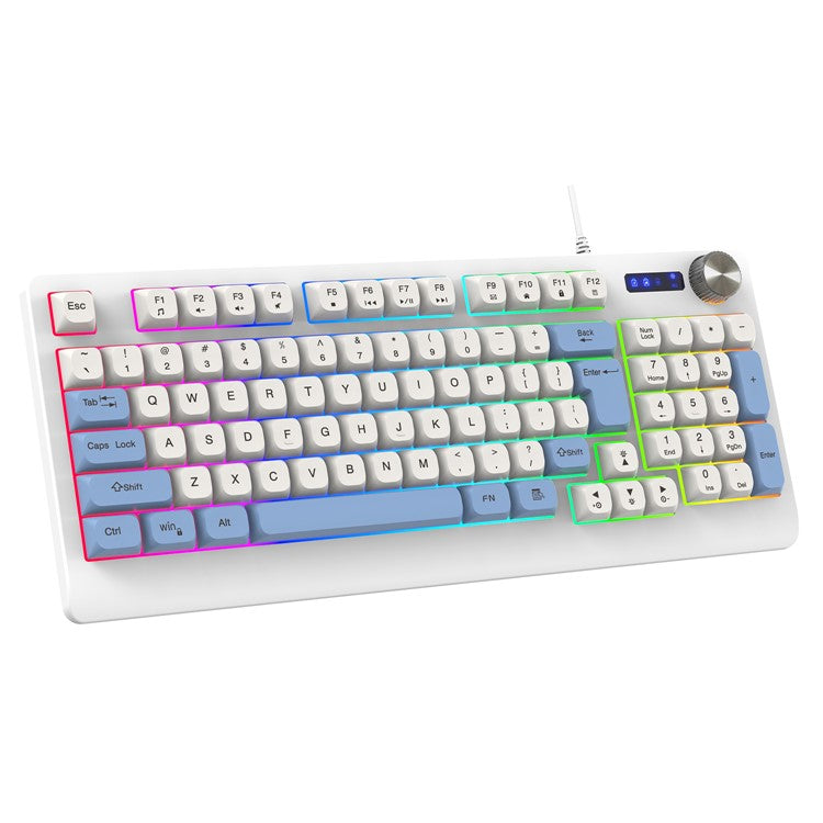 Y-FRUITFUL K93 Color Splicing Wired Keyboard 93-Key RGB Light Office G ...