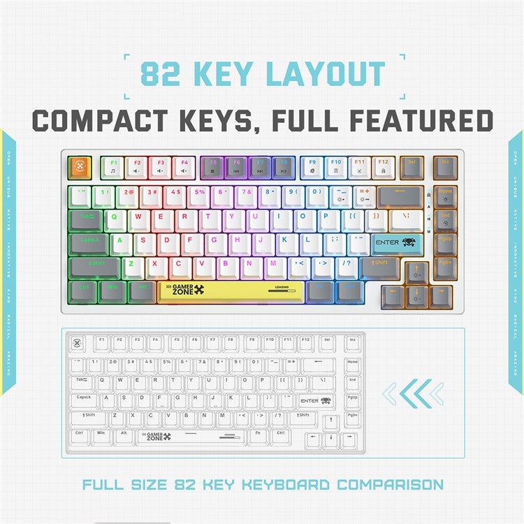 ONIKUMA G58 Hot-Swappable 82-Key Mechanical Gaming Keyboard RGB Lighting Wired Keyboard - Grey