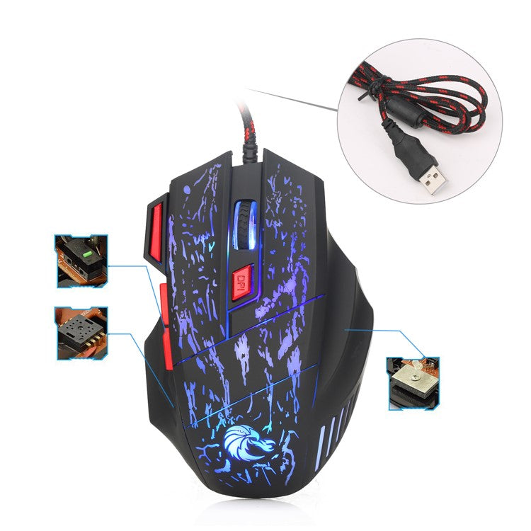 HXSJ V100 One Hand Gaming Keyboard + H300 7-Color Lightning Game Mouse + P6 Keyboard Mouse Converter Set