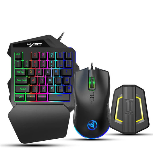 HXSJ P6 Keyboard Mouse Converter + V100 One Handed Gaming Keyboard + A883 USB Wired Gaming Mouse