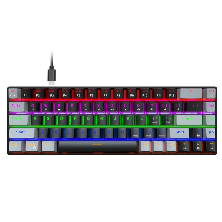 HXSJ V800 68 Keys Mechanical Keyboard with Backlit for Gaming Office - Black/Blue Switch