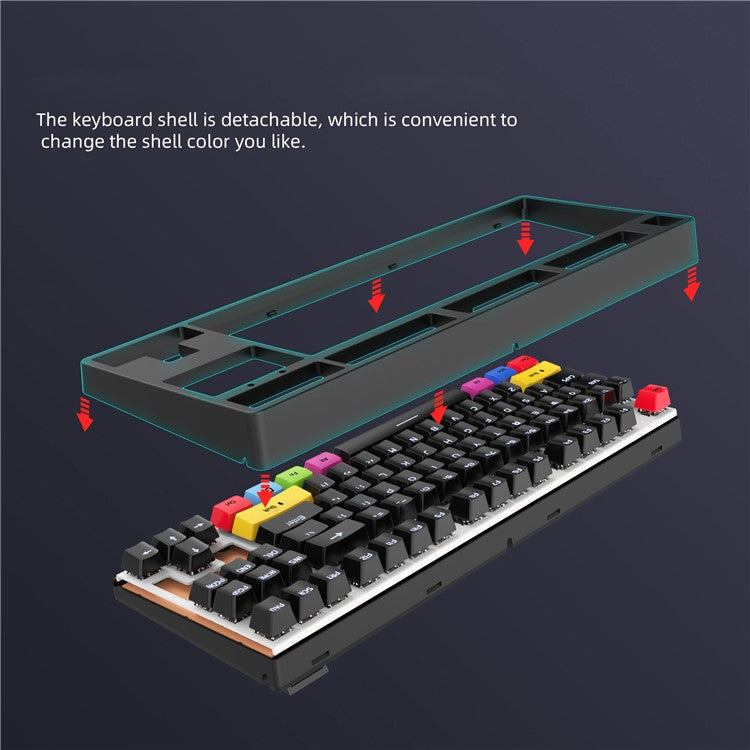 HXSJ L600 87-key Red Switches Wired Portable Keyboard Mechanical Gaming Keyboard with Backlit for Home Office - Black