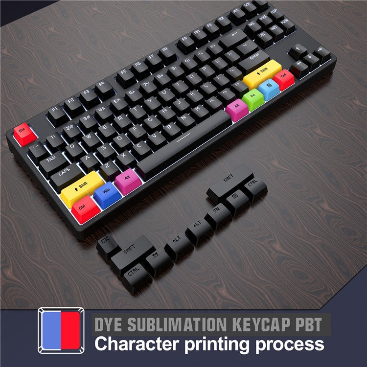 HXSJ L600 87-key Red Switches Wired Portable Keyboard Mechanical Gaming Keyboard with Backlit for Home Office - Black
