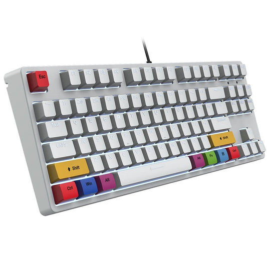 HXSJ L600 87-key Red Switches Wired Portable Keyboard Mechanical Gaming Keyboard with Backlit for Home Office - White