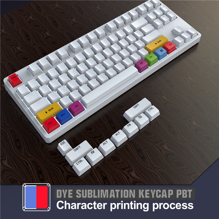 HXSJ L600 87-key Red Switches Wired Portable Keyboard Mechanical Gaming Keyboard with Backlit for Home Office - White