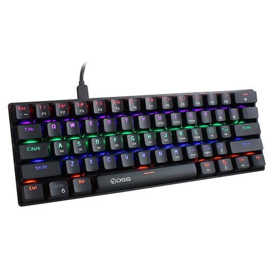 HXSJ V900 Wired 61 Keys Colorful Backlit Computer Laptop Home Office Gaming Blue Switch Mechanical Keyboard - Black