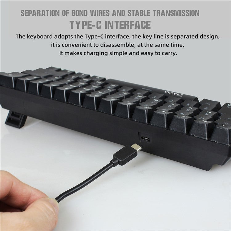 HXSJ V900 Wired 61 Keys Colorful Backlit Computer Laptop Home Office Gaming Blue Switch Mechanical Keyboard - Black