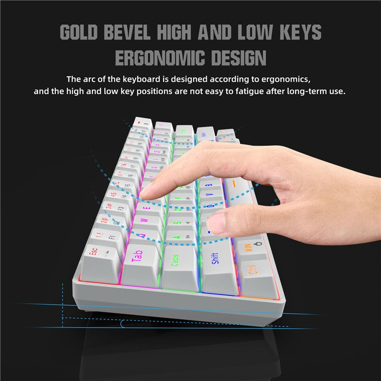 HXSJ V900 Wired 61 Keys Colorful Backlit Computer Laptop Home Office Gaming Blue Switch Mechanical Keyboard - White