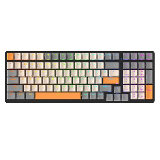 FREE WOLF K3 Mechanical Keyboard 100-Key Gaming Keyboard with Colorful Light Effects for Office Home Computers Laptops - Black Yellow/Red Switch