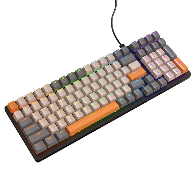FREE WOLF K3 Mechanical Keyboard 100-Key Gaming Keyboard with Colorful Light Effects for Office Home Computers Laptops - Black Yellow/Red Switch