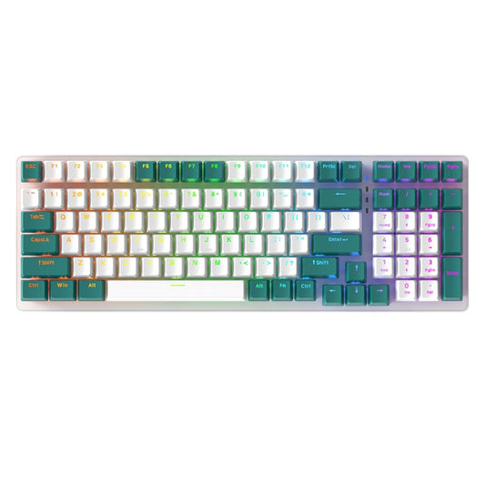FREE WOLF K3 Mechanical Keyboard 100-Key Gaming Keyboard with Colorful Light Effects for Office Home Computers Laptops - Green/Red Switch