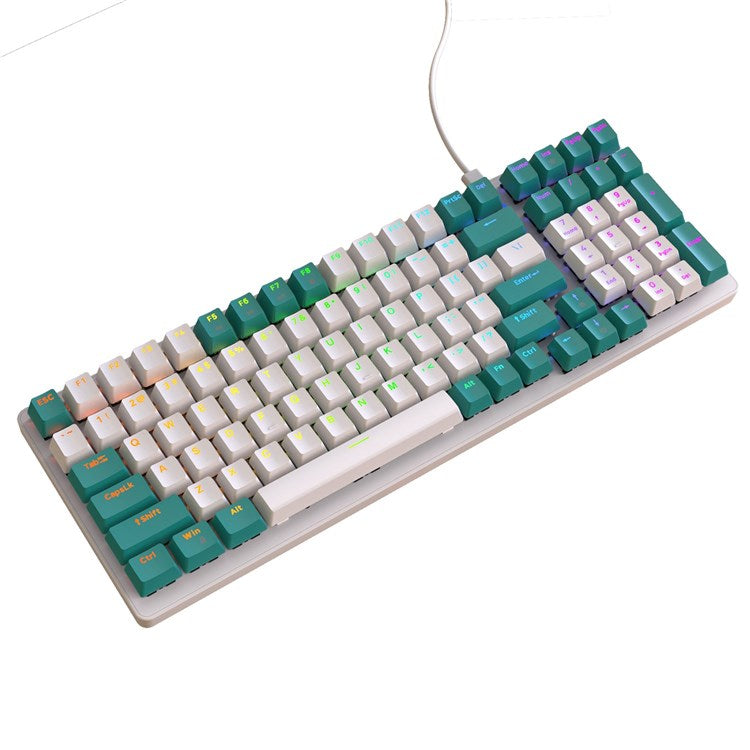 FREE WOLF K3 Mechanical Keyboard 100-Key Gaming Keyboard with Colorful Light Effects for Office Home Computers Laptops - Green/Red Switch