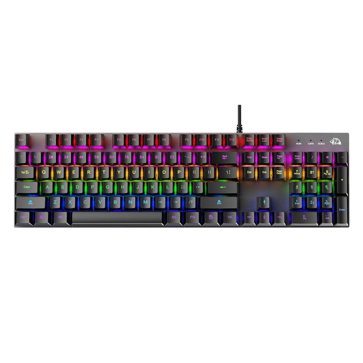 FREE WOLF K1 104 Keys Full Size Mechanical Gaming Keyboard RGB Backlit USB Keyboard for PC Gamer Laptop - Blue Switch