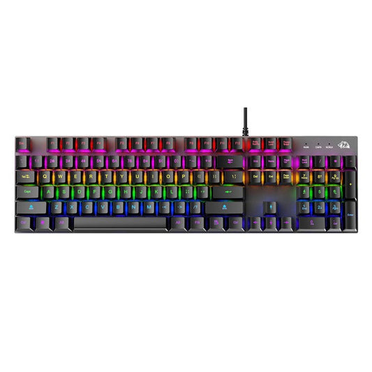 FREE WOLF K1 104 Keys Full Size Mechanical Gaming Keyboard RGB Backlit USB Keyboard for PC Gamer Laptop - Blue Switch
