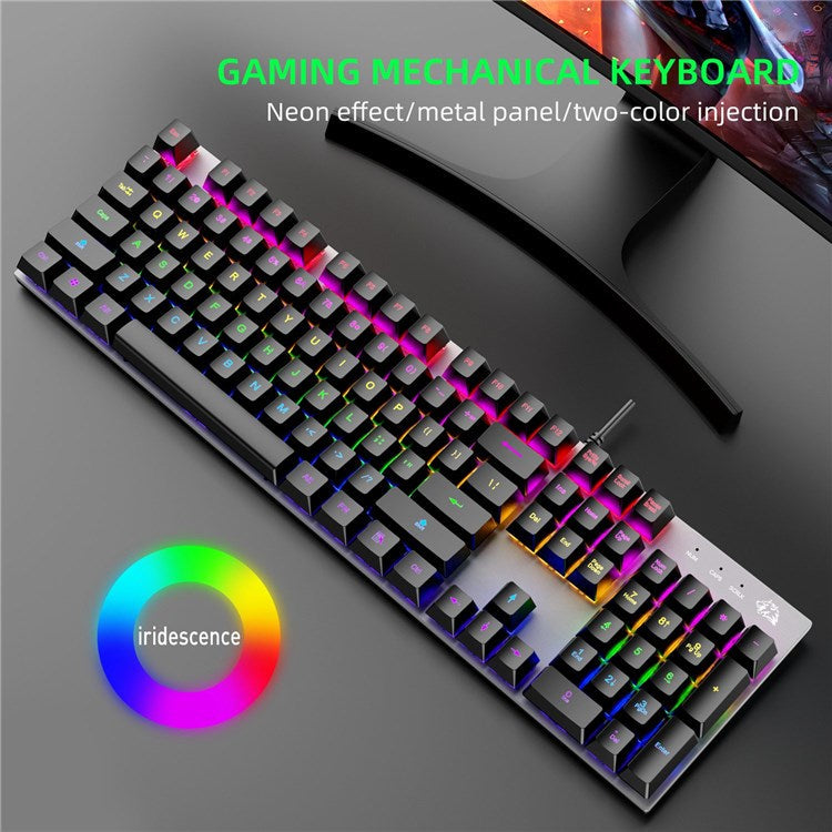 FREE WOLF K1 104 Keys Full Size Mechanical Gaming Keyboard RGB Backlit USB Keyboard for PC Gamer Laptop - Red Switch