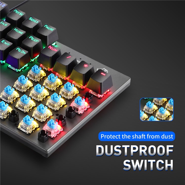 FREE WOLF K1 104 Keys Full Size Mechanical Gaming Keyboard RGB Backlit USB Keyboard for PC Gamer Laptop - Red Switch