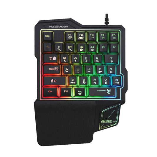 HUOQIANGSHI G101 One-Handed RGB Gaming Keyboard 35 Keys Portable LED Lighting Gaming Keypad Laptop Computer Half Keyboard for Xbox PS4 Switch Gamer