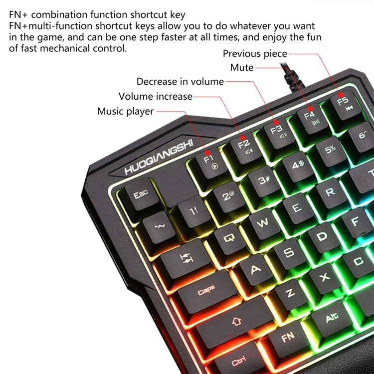 HUOQIANGSHI G101 One-Handed RGB Gaming Keyboard 35 Keys Portable LED Lighting Gaming Keypad Laptop Computer Half Keyboard for Xbox PS4 Switch Gamer