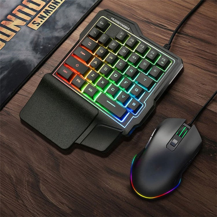HUOQIANGSHI G101 One-Handed RGB Gaming Keyboard 35 Keys Portable LED Lighting Gaming Keypad Laptop Computer Half Keyboard for Xbox PS4 Switch Gamer