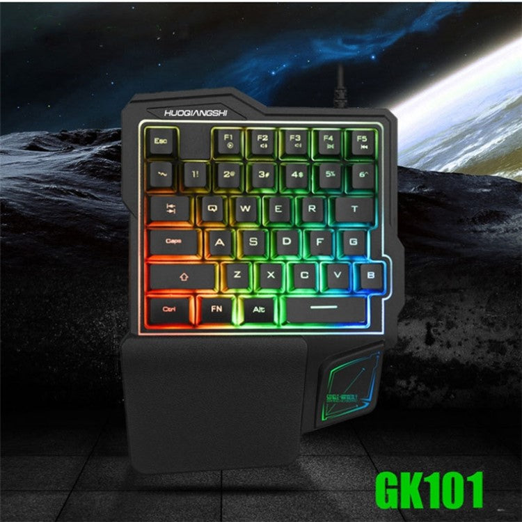 HUOQIANGSHI G101 One-Handed RGB Gaming Keyboard 35 Keys Portable LED Lighting Gaming Keypad Laptop Computer Half Keyboard for Xbox PS4 Switch Gamer