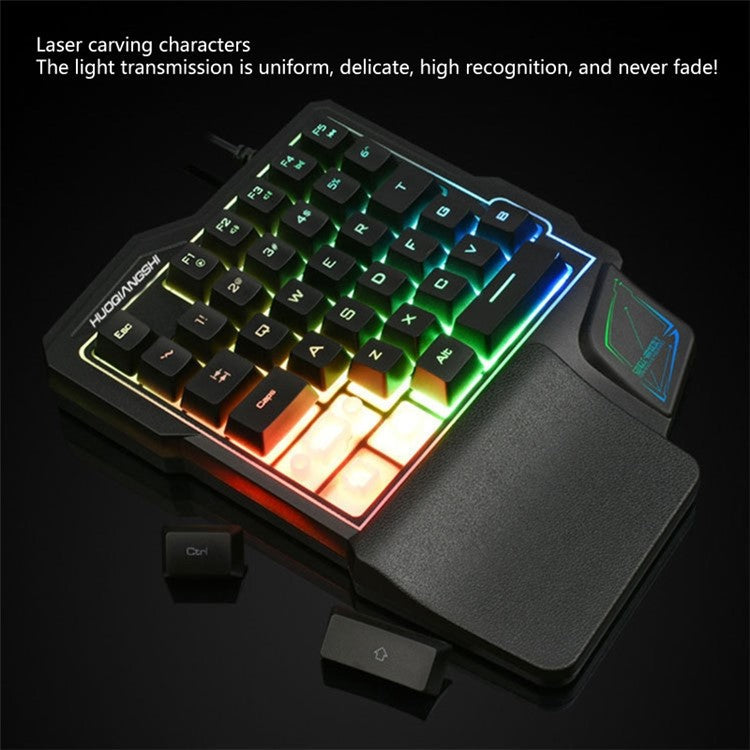 HUOQIANGSHI G101 One-Handed RGB Gaming Keyboard 35 Keys Portable LED Lighting Gaming Keypad Laptop Computer Half Keyboard for Xbox PS4 Switch Gamer