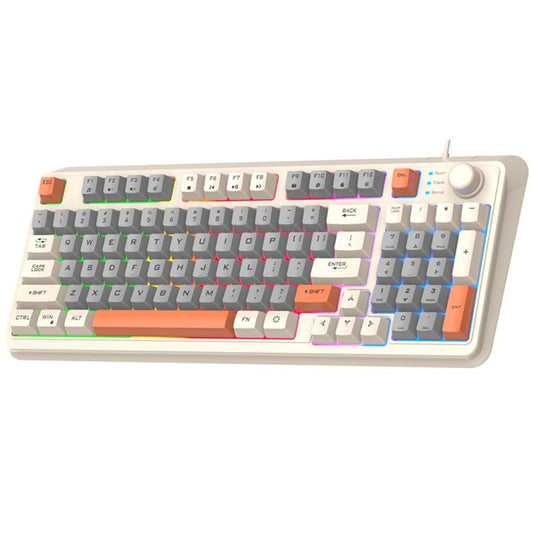 XUNFOX K82 94 Keys Gaming Wired Keyboard Mixed Color Backlit USB Keyboard with Kickstand - Bee