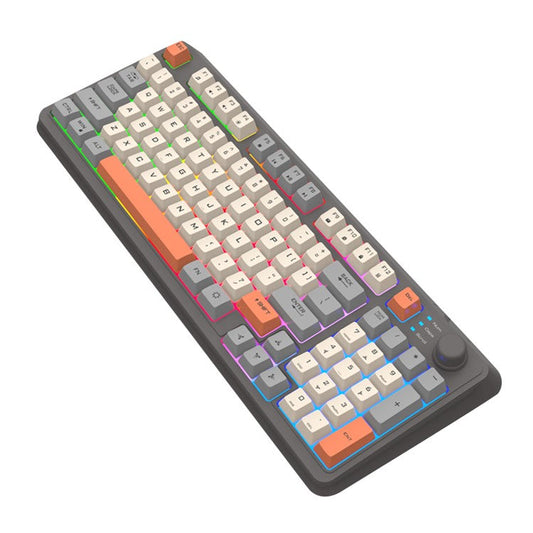 XUNFOX K82 94 Keys Gaming Wired Keyboard Mixed Color Backlit USB Keyboard with Kickstand - Slight Light