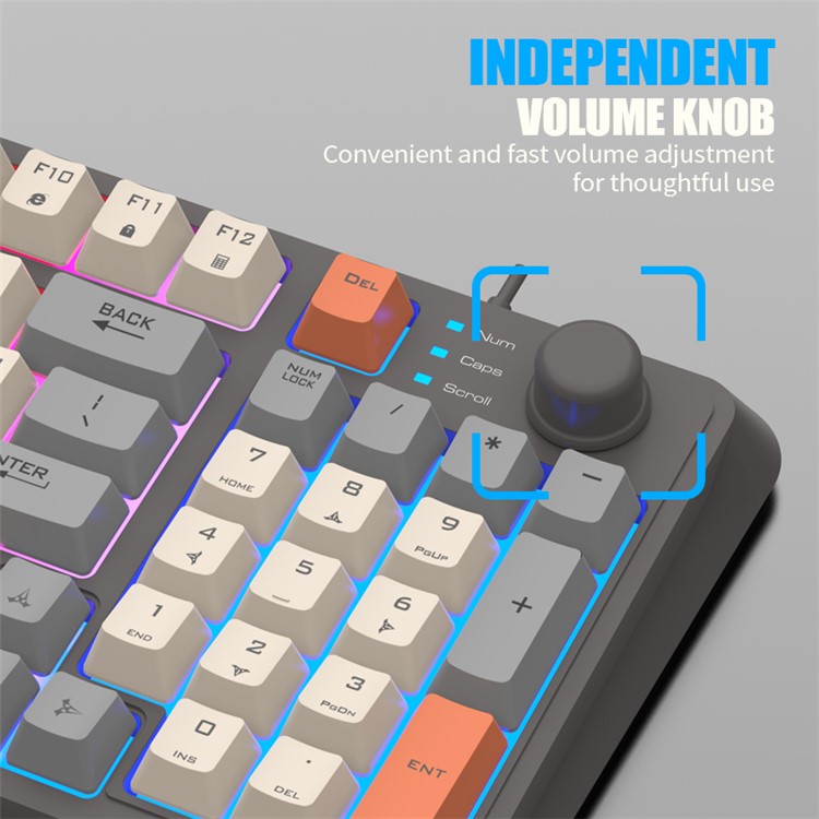 XUNFOX K82 94 Keys Gaming Wired Keyboard Mixed Color Backlit USB Keyboard with Kickstand - Slight Light
