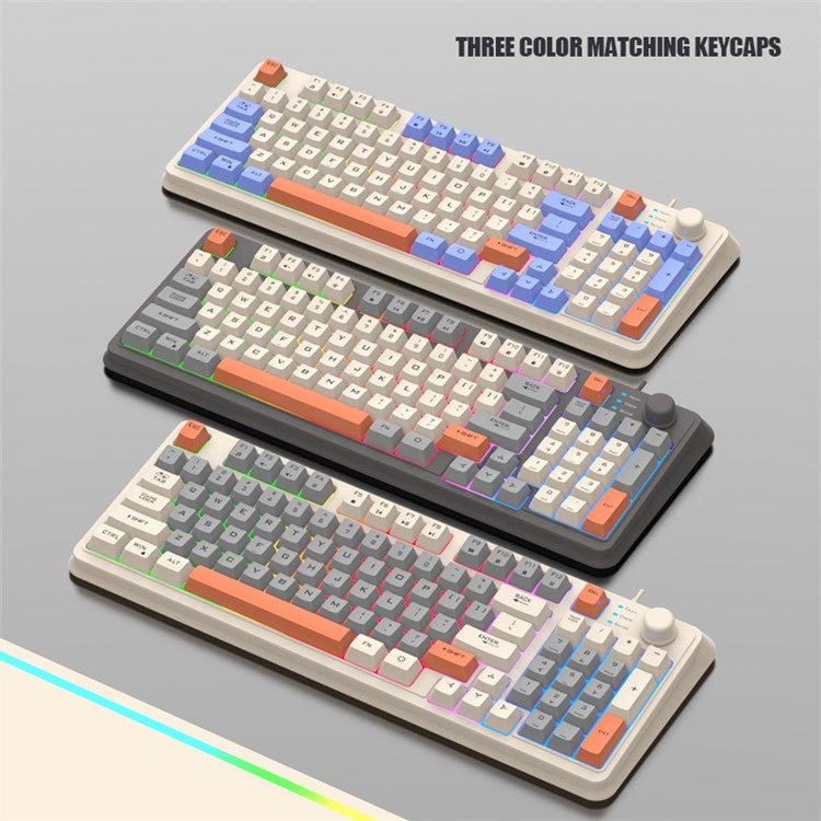 XUNFOX K82 94 Keys Gaming Wired Keyboard Mixed Color Backlit USB Keyboard with Kickstand - Slight Light