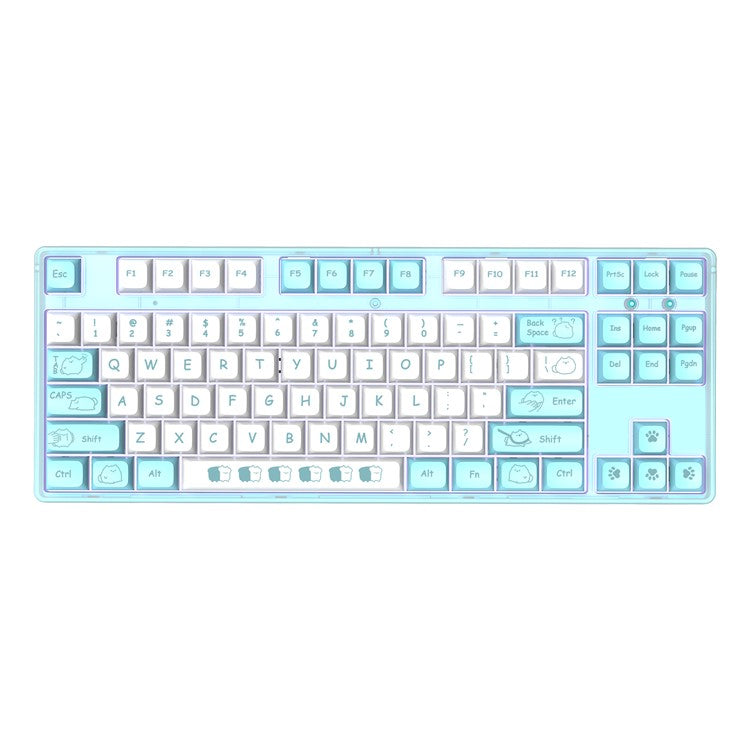 HXSJ L600 Cartoon Pattern 87-Key Mechanical Keyboard Ergonomic Wired Gaming Keyboard - Blue