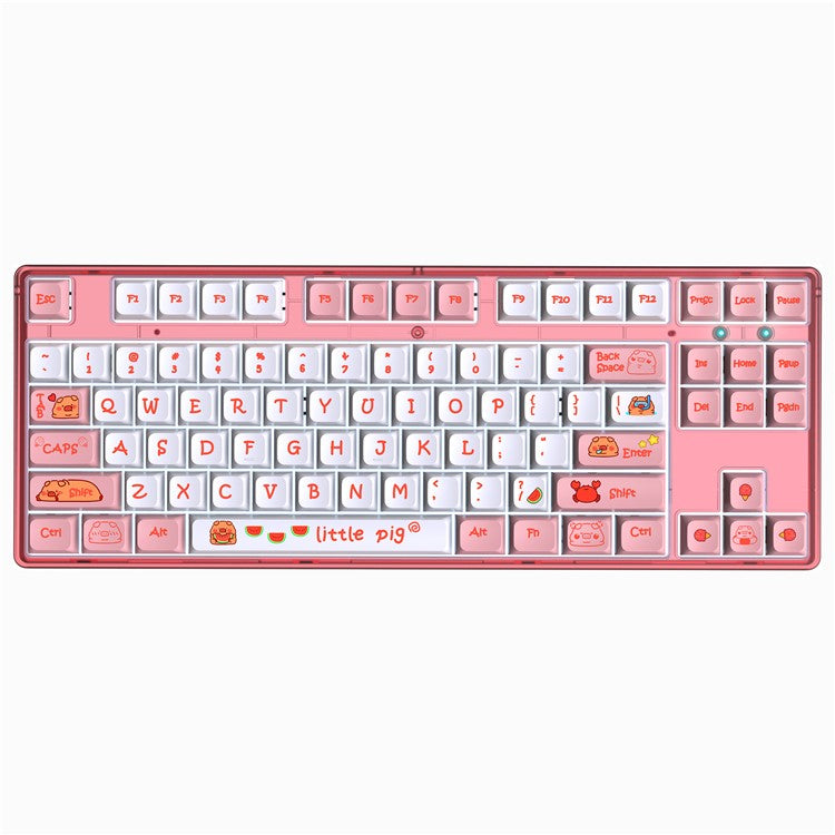 HXSJ L600 Cartoon Pattern 87-Key Mechanical Keyboard Ergonomic Wired Gaming Keyboard - Pink