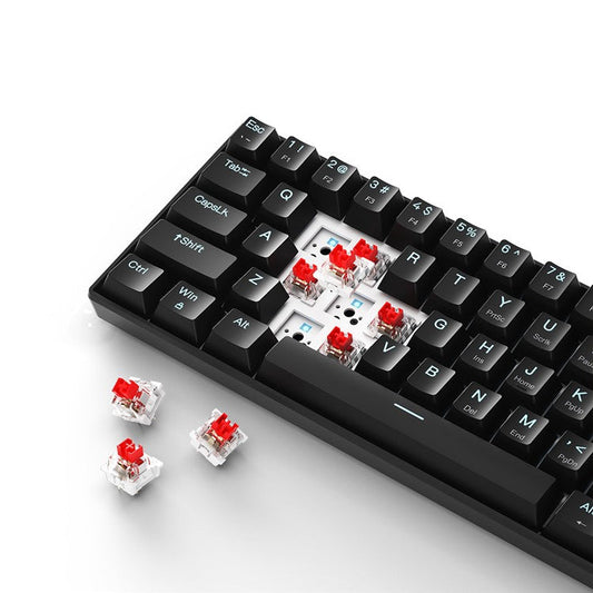IBLANCOD K61 Mixed Color Keycap Mechanical Blue Backlight Gaming Keyboard for Computer - Black+Red