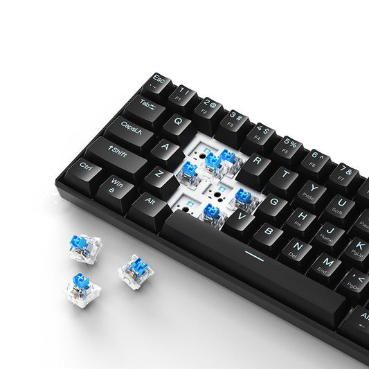 IBLANCOD K61 Mixed Color Keycap Mechanical Blue Backlight Gaming Keyboard for Computer - Black / Blue