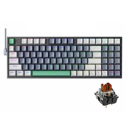 MACHENIKE K500-94 Wired Gaming Keyboard RGB Backlight Mechanical Feel Ergonomic Keyboard - Brown Switch / Grey